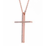 Γυναικείος Σταυρός Με αλυσίδα , Χρυσός 18κ Με Διαμάντια